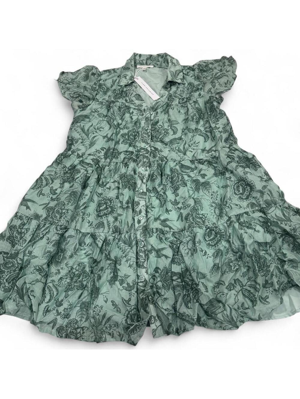 Green Summer Floral Mini Dress -  size L